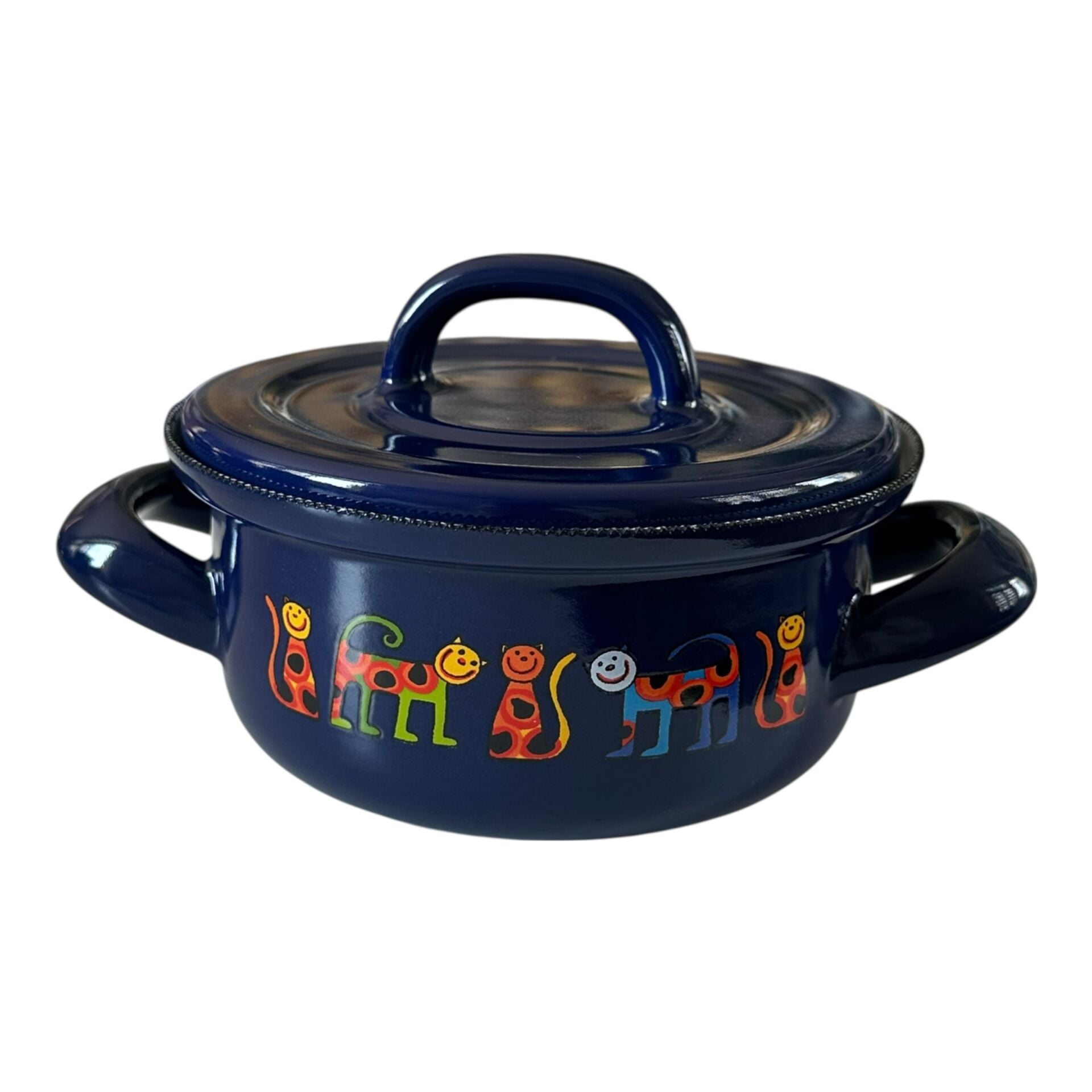 Emaye Tencere-Mor Benekli Kedi