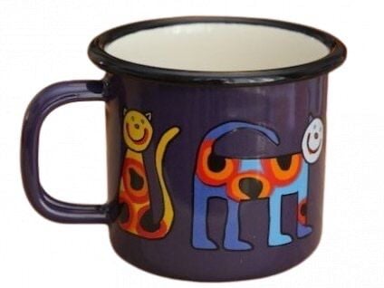 Emaye Küçük Bardak-Mor Benekli Bardak