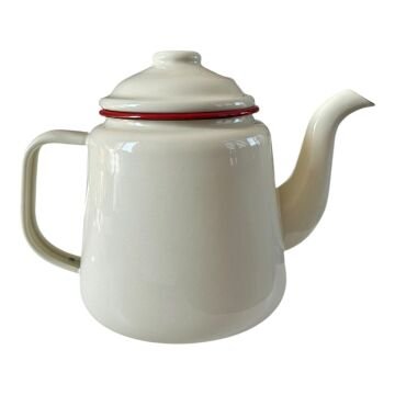 Emaye Konik Çay Demliği-Krem köpek