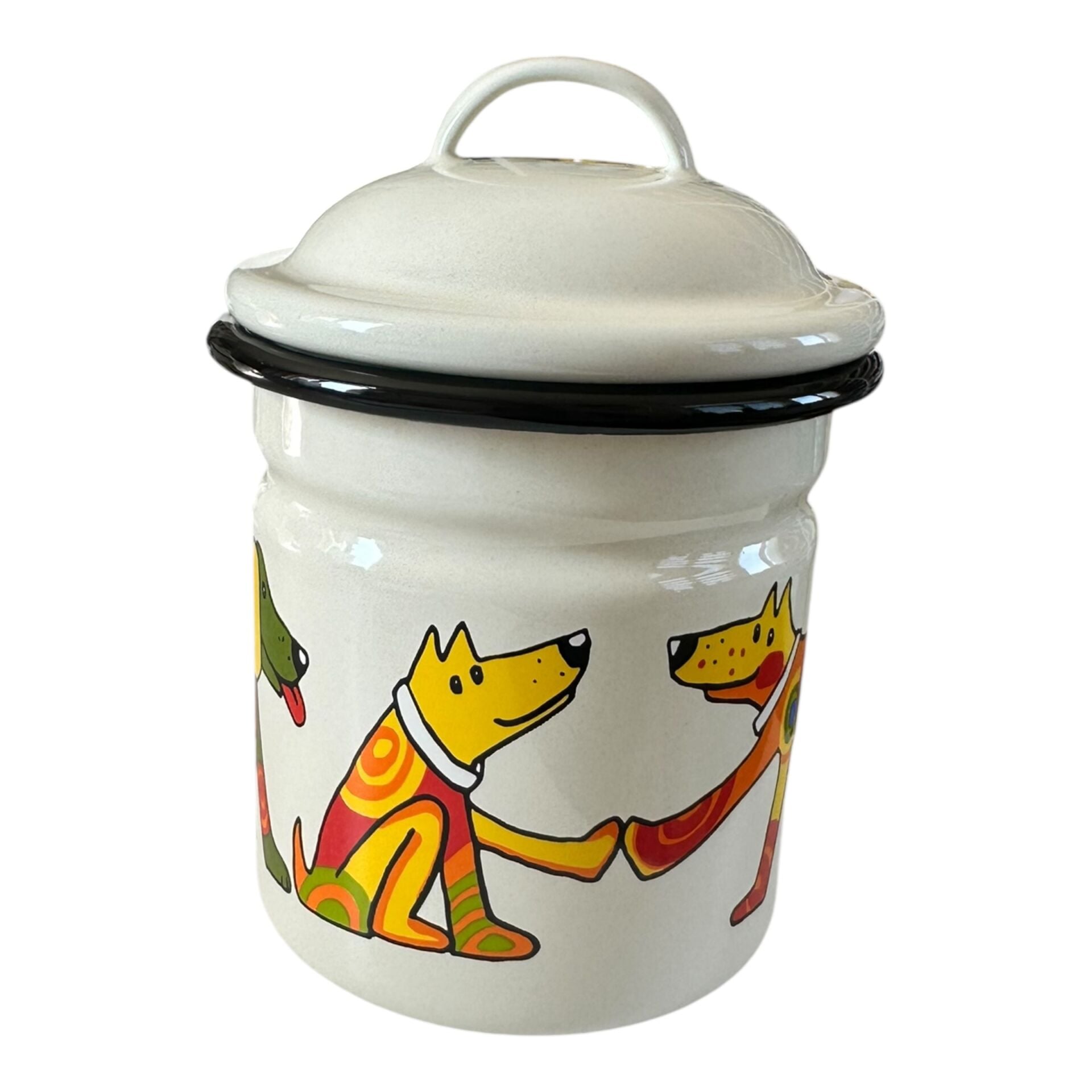 Emaye Yeni Kavanoz-Krem Köpek