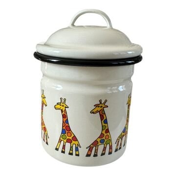 Emaye Yeni Kavanoz-Krem Zürafa