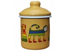 Emaye Kavanoz-Sarı Enine Çizgili Kedi