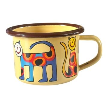 Emaye Küçük Bardak-Sarı Benekli Kedi