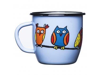 Emaye Konik Bardak-Açık Mavi Baykuş