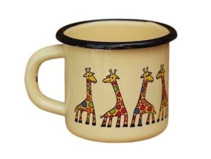 Emaye Büyük Bardak-Krem Zürafa