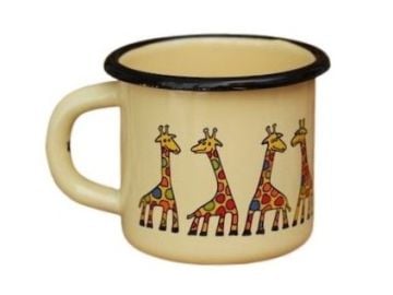 Emaye Büyük Bardak-Krem Zürafa