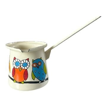 Emaye Büyük Cezve-Krem Baykuş