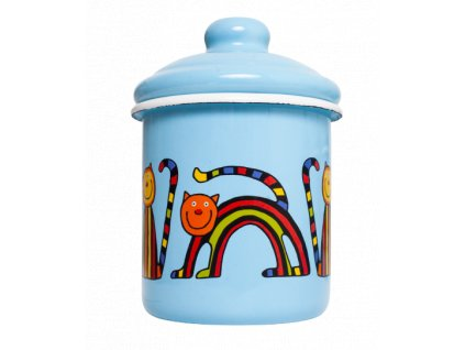 Emaye Kavanoz-Mavi Kıvrık Kedi