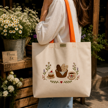 Nakışlı Kanvas Tote Çanta - Weekend Tote Turuncu