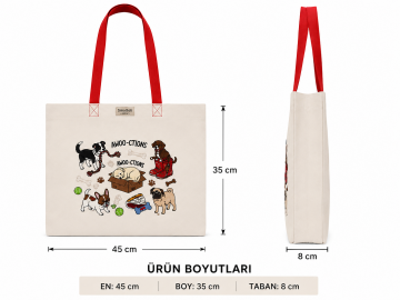 Kedi Köpek Desenli Kanvas Tote Çanta – Paw Tote