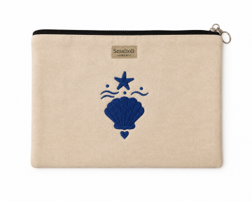 Nakışlı iPad Portföy & Clutch Çanta – Deniz Kabuğu Desenli