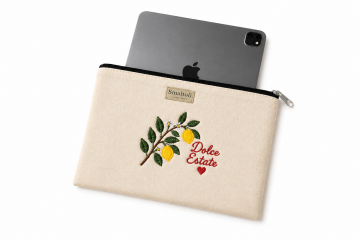 Nakışlı iPad Portföy & Clutch Çanta – Limon  Desenli