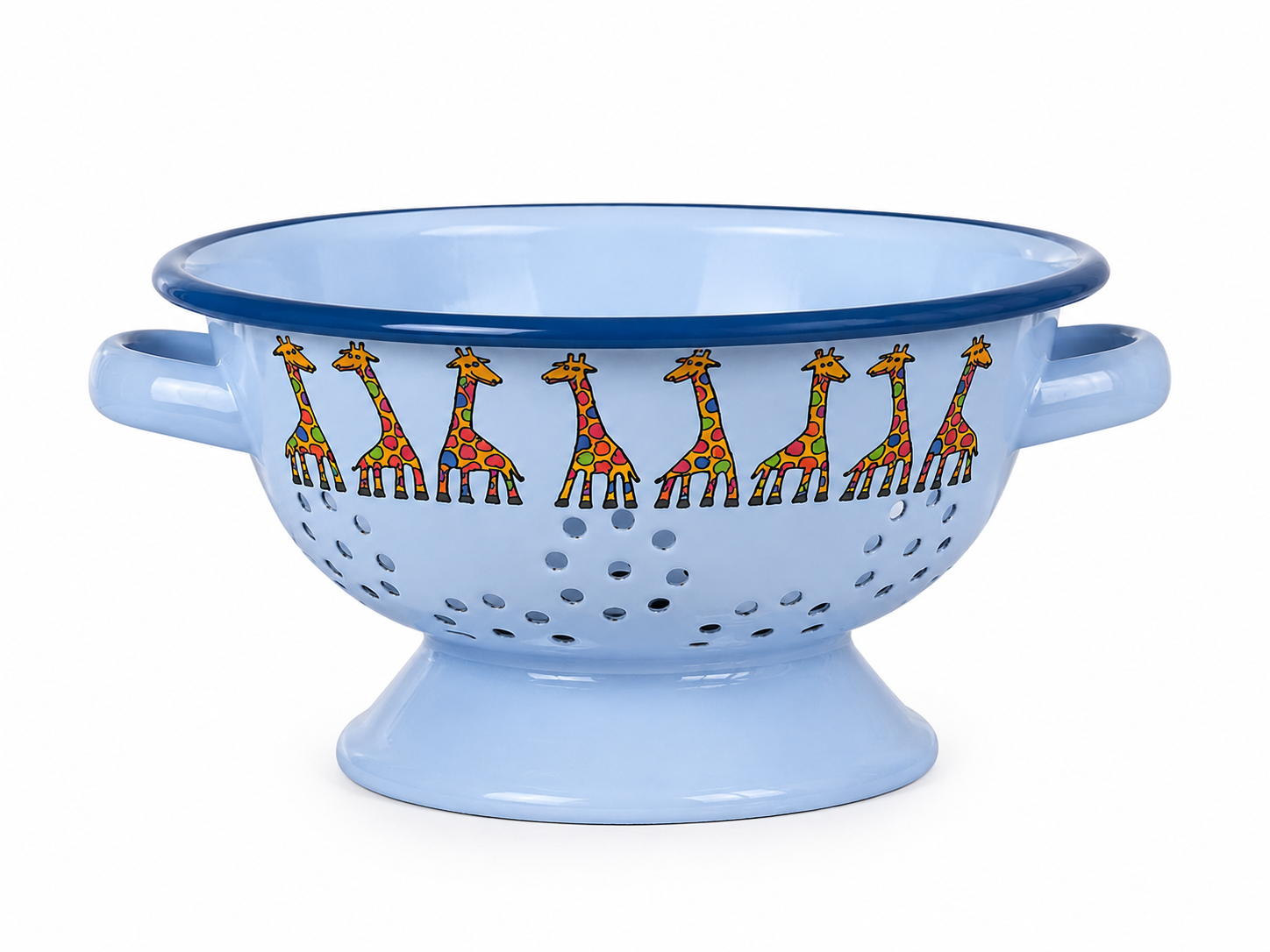 Mavi Zürafa Desenli Emaye Süzgeç – 20 cm