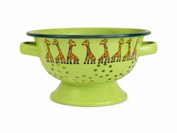 Yeşil Zürafa Desenli Emaye Süzgeç – 20 cm