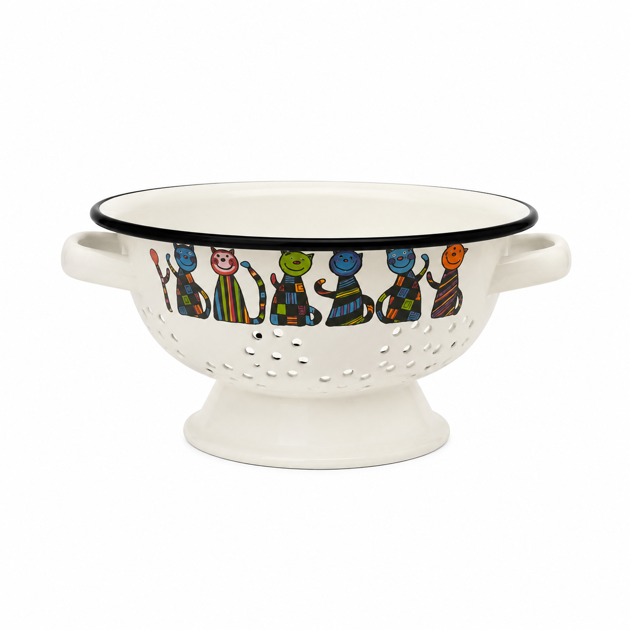 Krem Kareli Çizgili  Desenli Emaye Süzgeç –20 cm(Kopya)