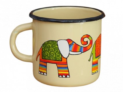 Emaye Büyük Bardak-Krem Fil