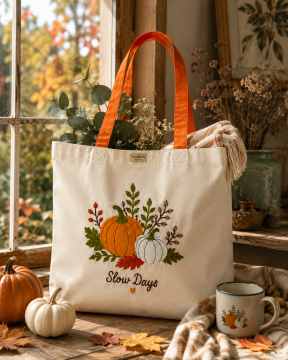 Nakışlı Kanvas Çanta – Slow Days Tote