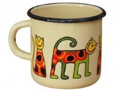 Emaye Bardak-Krem Benekli Kedi