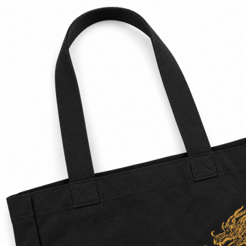 Nakışlı Kanvas Tote Çanta – Siyah Dragon