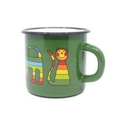 Emaye Bardak- Yeşil Enine Çizgili Kedi