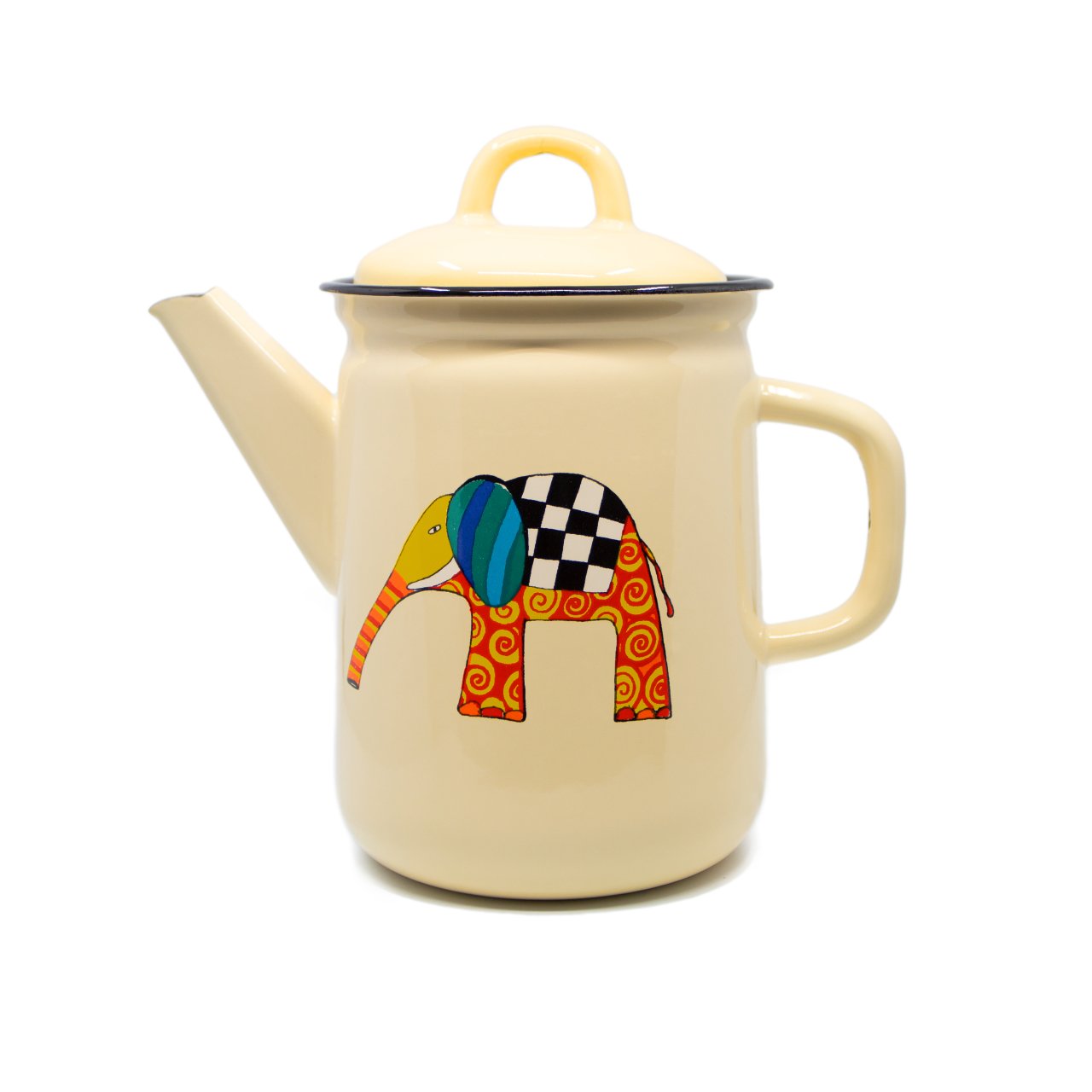 Emaye Büyük Demlik-Krem Fil