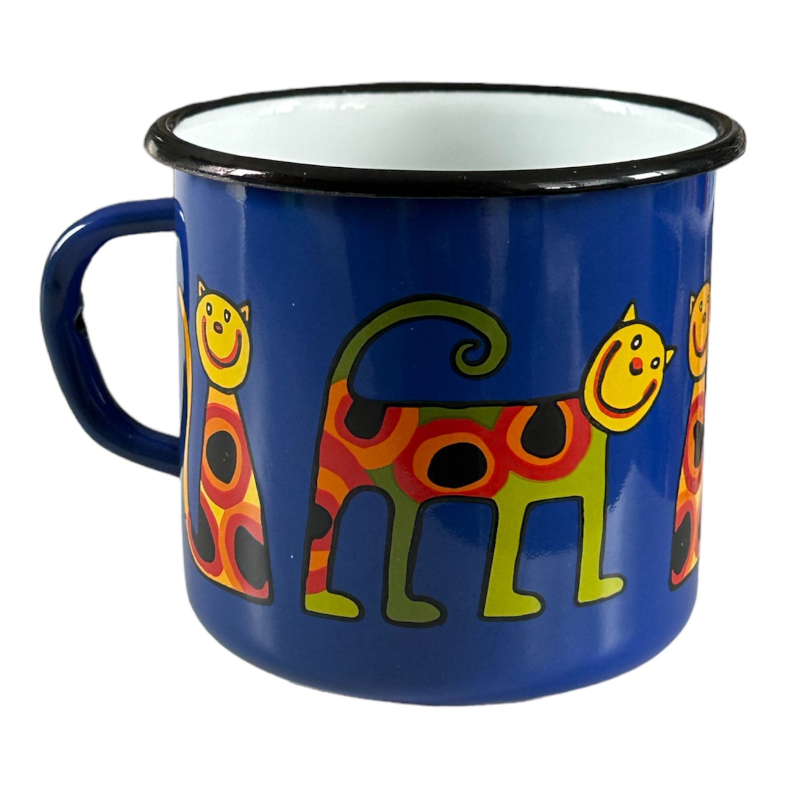 Emaye Büyük Bardak-Lacivert Benekli Kedi