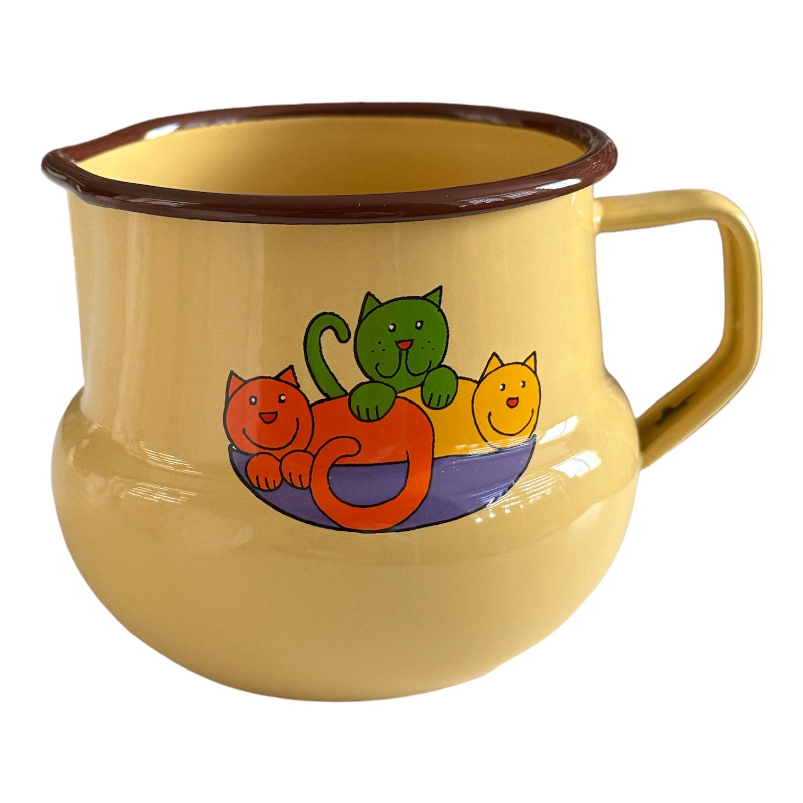 Emaye Küçük Sütlük-Sarı Üçüz Kediler