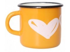 Emaye Büyük Kupa-Sarı Beyaz Kalp