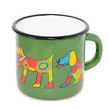 Emaye Büyük Bardak-Yeşil Köpekler