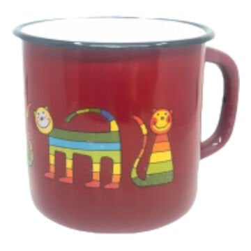 EmayeBüyük Maşrapa-Kırmızı Enine Çizgili Kedi