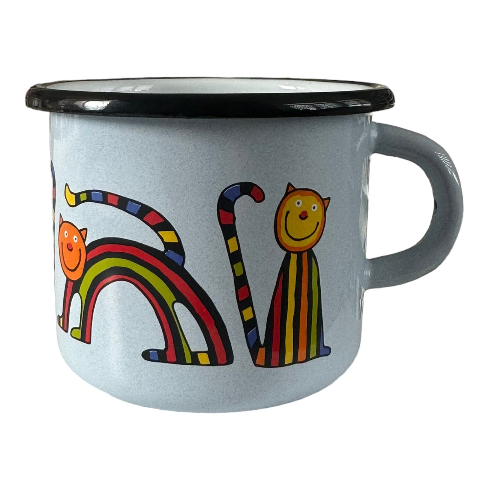 Emaye Bardak-Buz Mavi Kıvrık Kedi