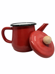 Emaye KÜÇÜK Konik Çaydanlık-Kırmızı Desensiz/Yerli