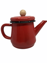 Emaye KÜÇÜK Konik Çaydanlık-Kırmızı Desensiz/Yerli