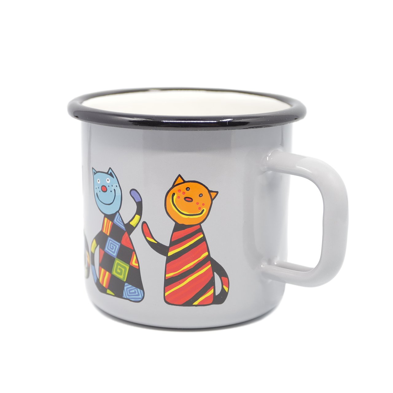 Emaye Bardak-Gri Kareli Kedi