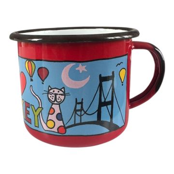 Emaye Kupa-Kırmızı Türkiye