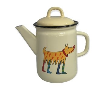 Emaye Büyük Demlik-Krem Köpekler