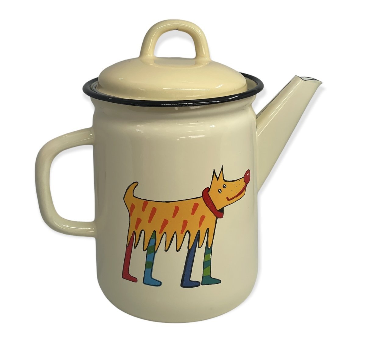 Emaye Büyük Demlik-Krem Köpekler