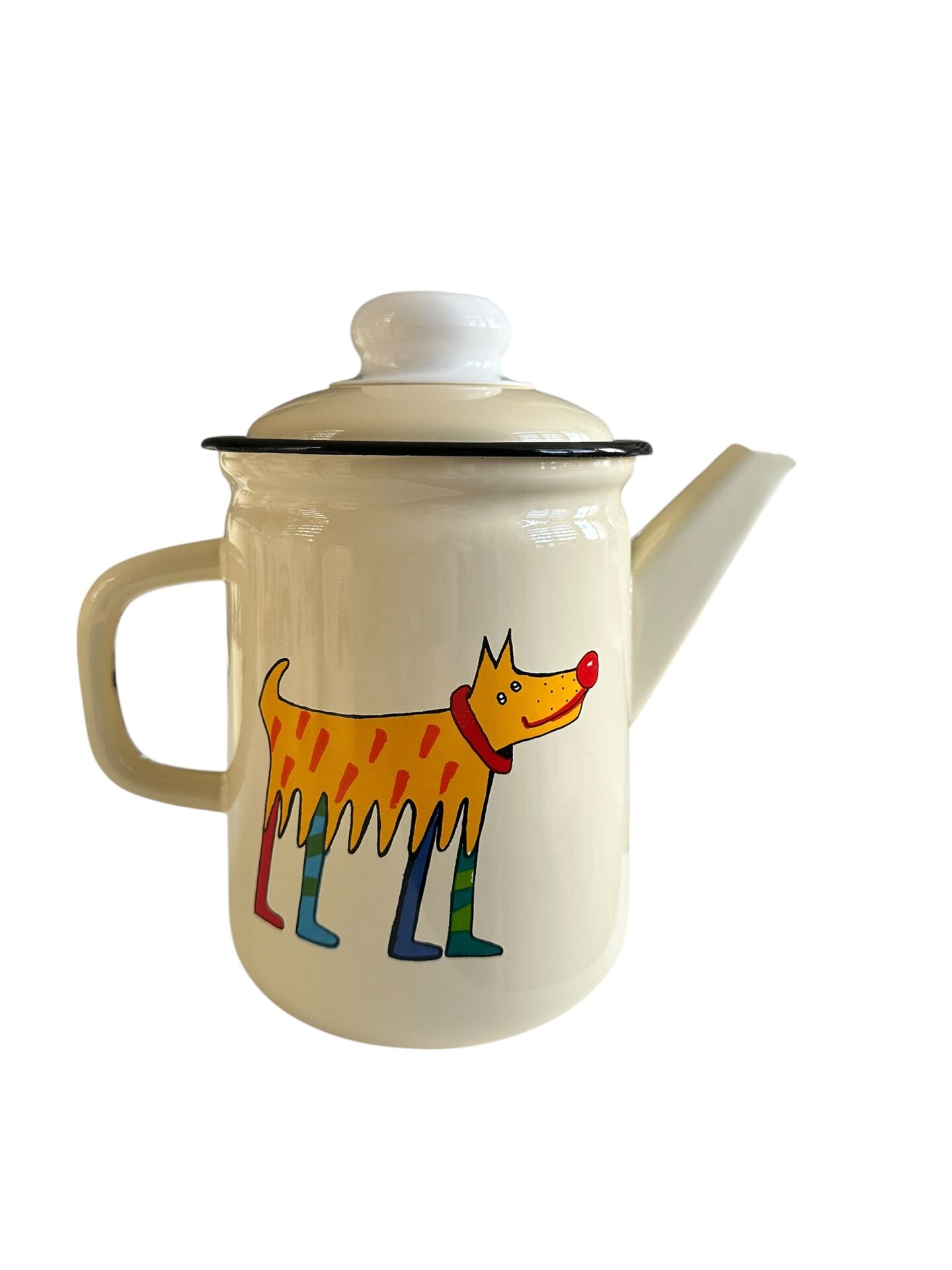 Emaye Büyük Demlik-Krem Köpekler