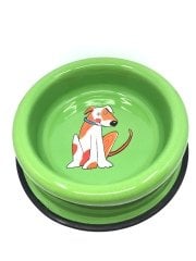 Küçük Orta Mama Kabı-Parlak Yeşil Oturan Benekli Köpek