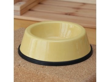 Emaye Küçük Köpek Mama Kabı-Sarı Saçaklı