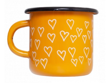 Emaye Büyük Kupa-Sarı Minik Kalpler