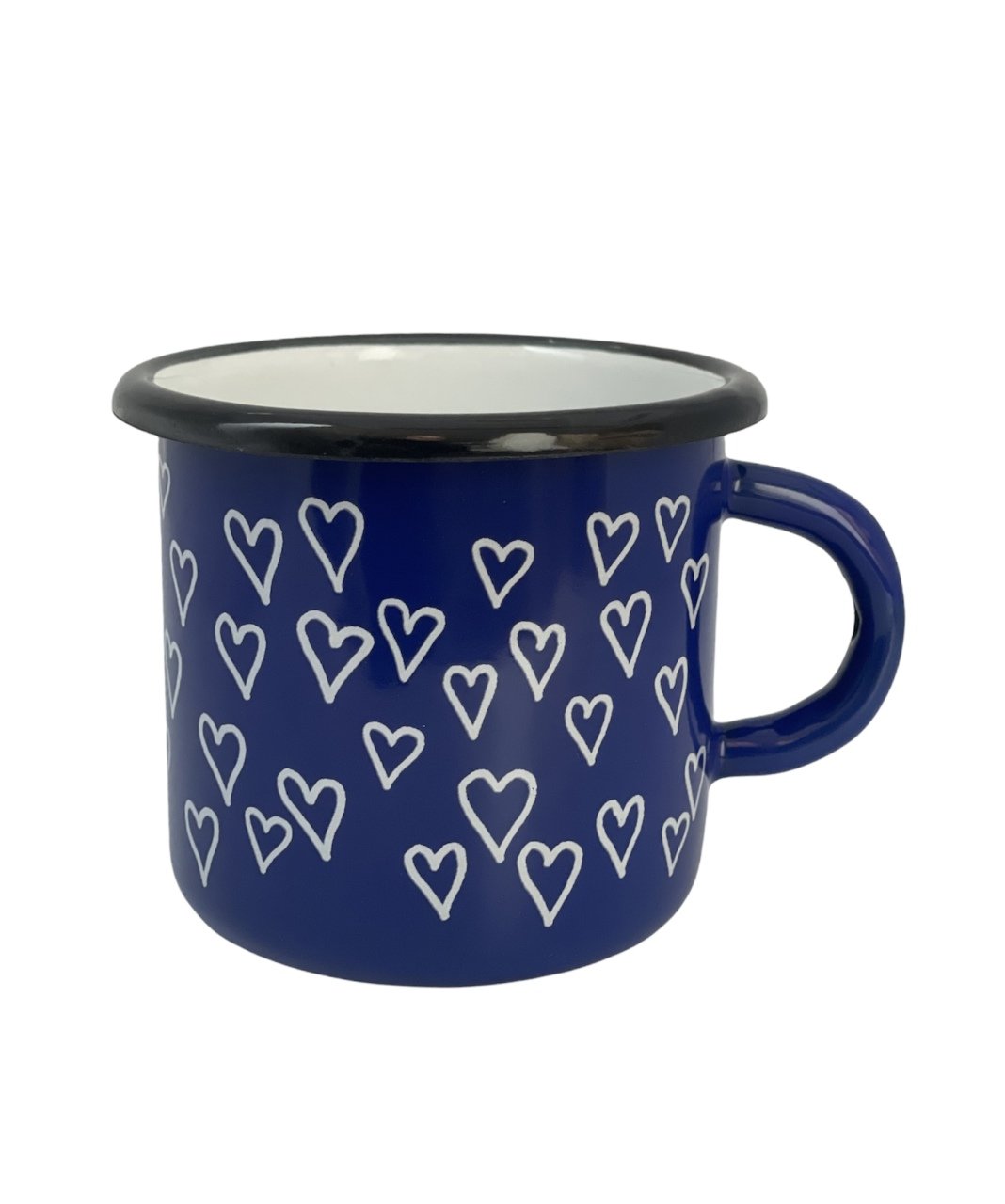 Emaye Büyük Bardak-Lacivert Minik Kalpler