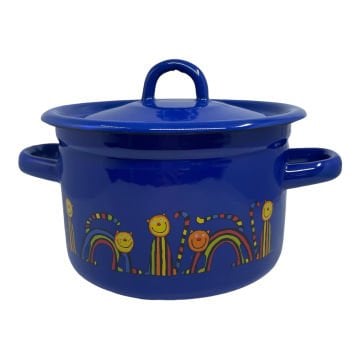 Emaye Büyük Tencere-Lacivert Kıvrık Kedi