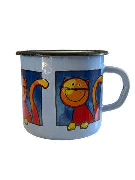 Emaye Büyük Bardak-Mavi Pencereden Bakan Kedi