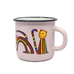 Emaye Bardak-Pembe Kıvrık Kedi