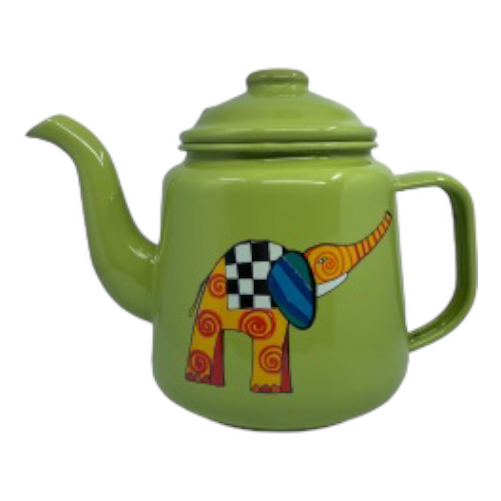 Emaye Konik Çay Demliği-Elma Yeşili Fil