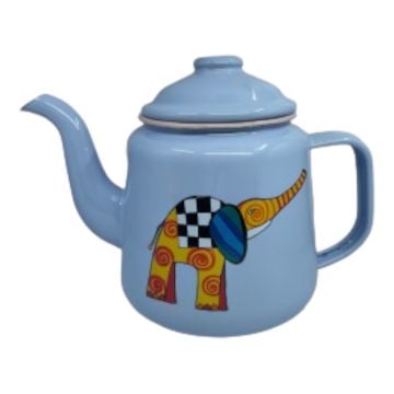 Emaye Konik Çay Demliği- Açık Mavi Fil