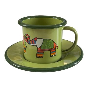 Emaye Fincan-Yeşil Fil