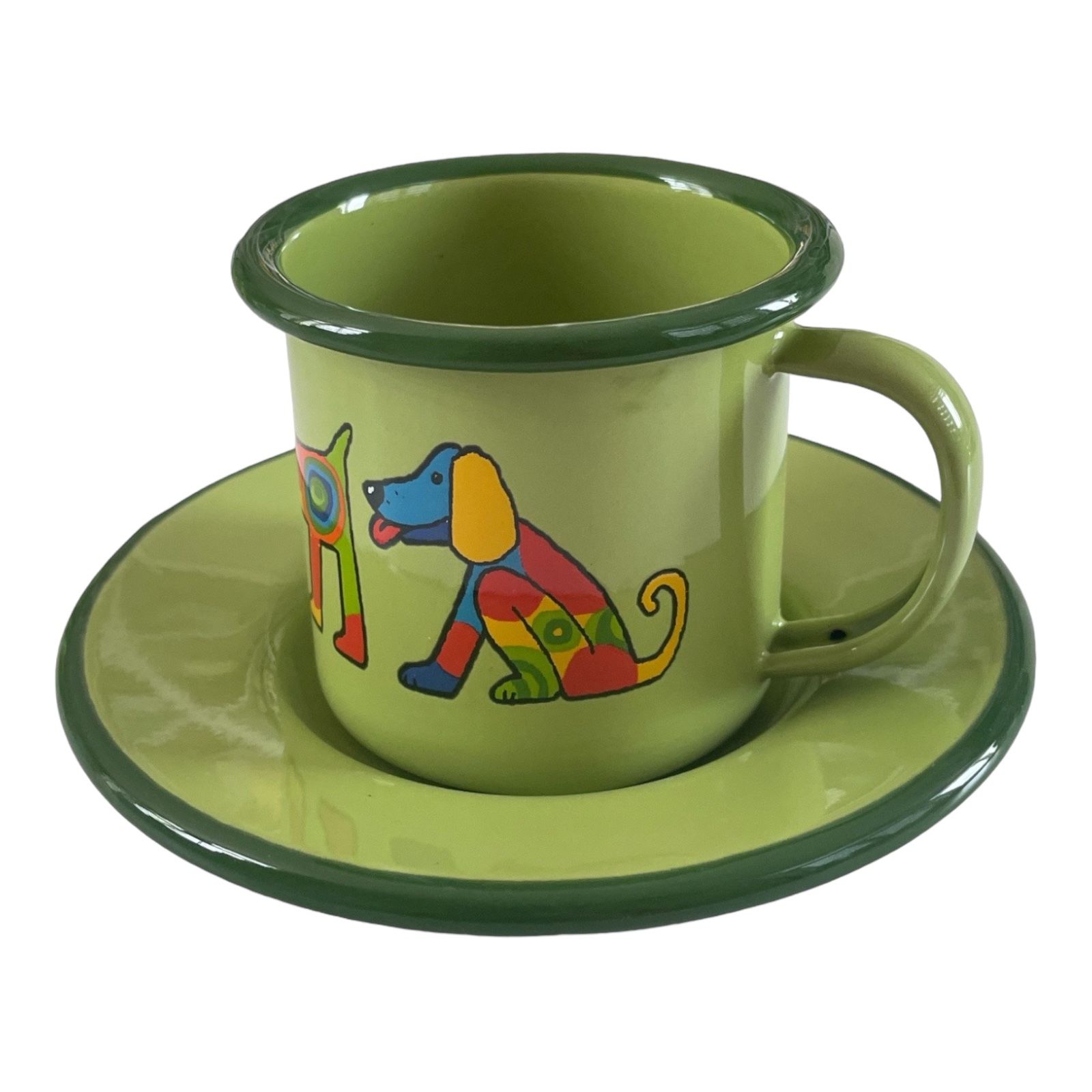 Emaye Fincan-Yeşil Köpek