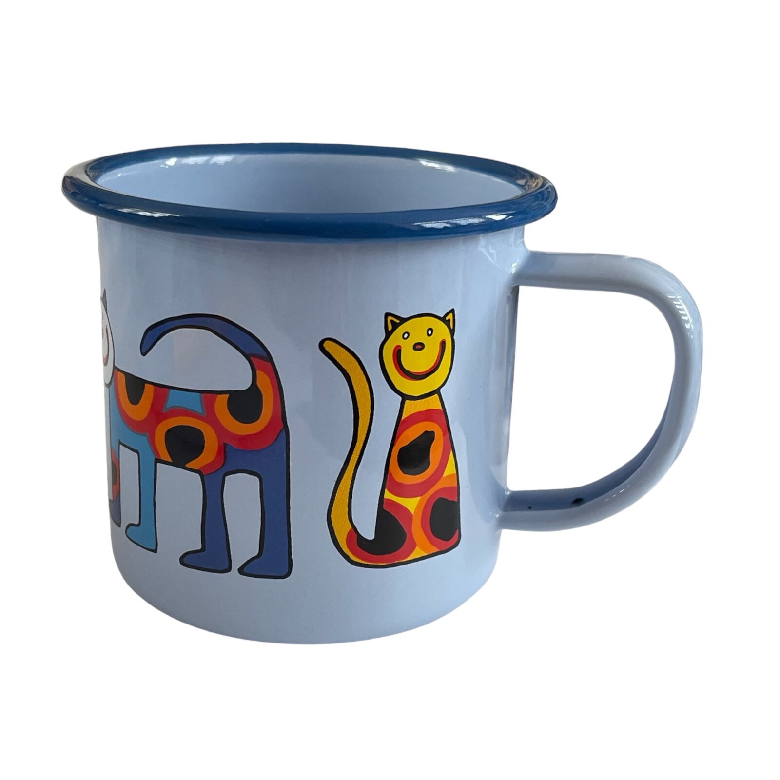 Emaye Bardak-Parlak Mavi Benekli Kedi